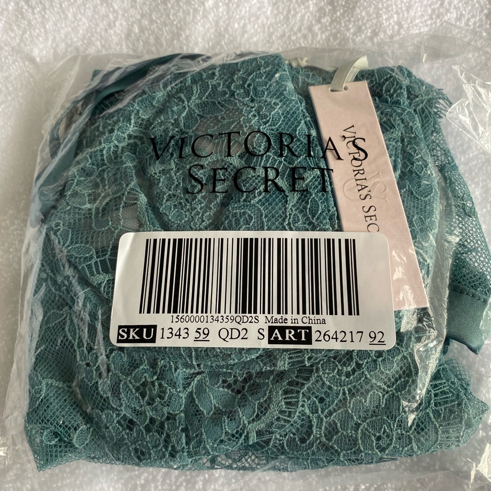 Victoria's Secret Runaway Teal VERY SEXY Wicked La Fleur Open Back Babydoll Set - Picture 5 of 7